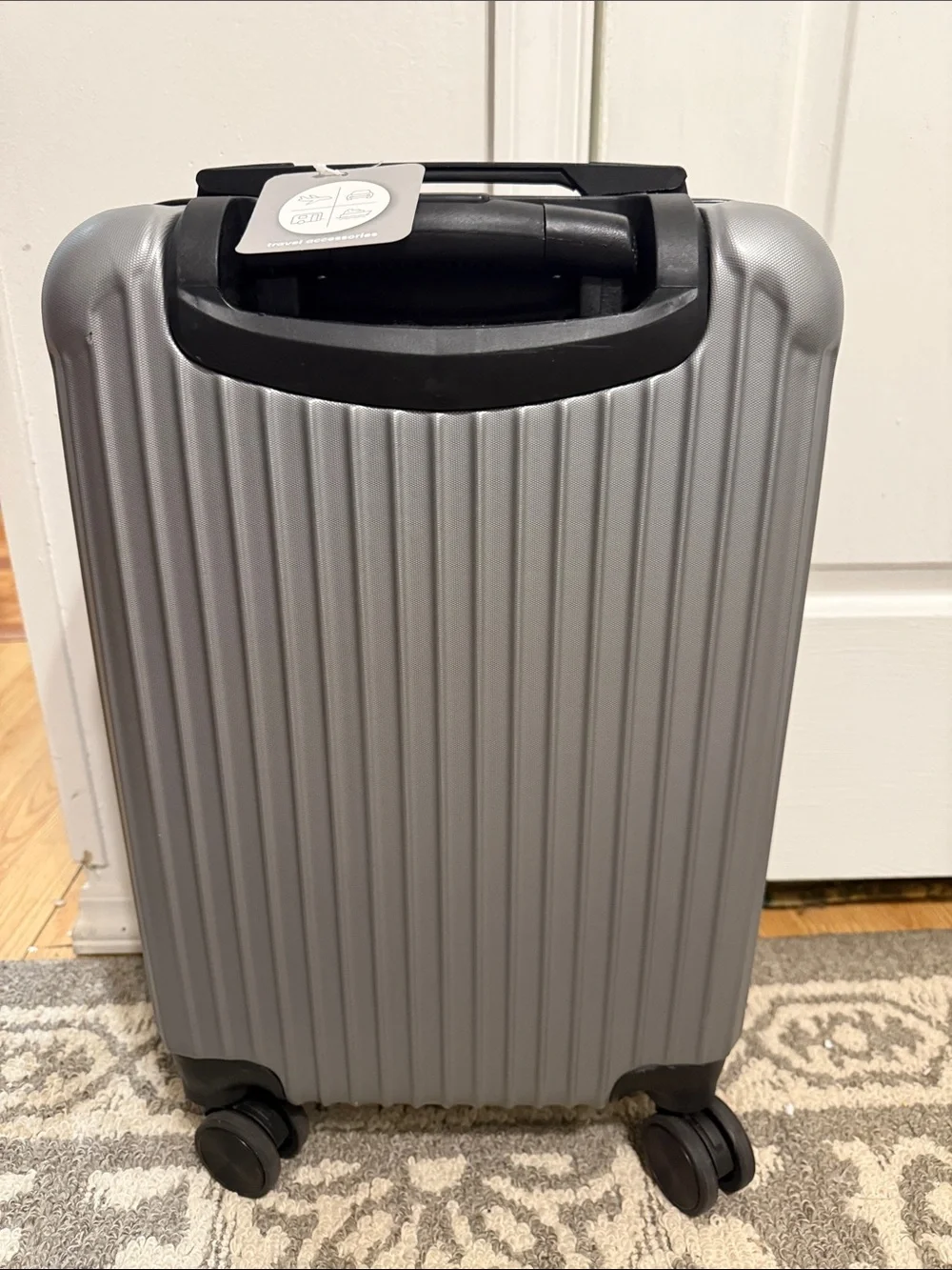 Silver Hard Shell Carry-On Spinner Luggage - Compact Travel Case